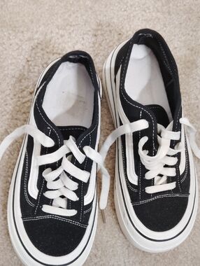 Black and White Low-Top Lace-Up Sneakers for Women